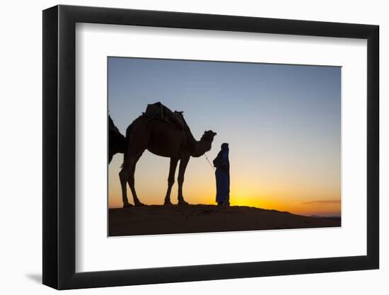 Camel Driver, Sahara Desert, Merzouga, Morocco, North Africa, Africa-Doug Pearson-Framed Photographic Print