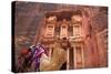 Camel in Front of the Treasury, Petra, Jordan, Middle East-Neil Farrin-Stretched Canvas