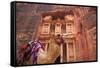 Camel in Front of the Treasury, Petra, Jordan, Middle East-Neil Farrin-Framed Stretched Canvas
