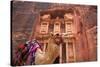 Camel in Front of the Treasury, Petra, Jordan, Middle East-Neil Farrin-Stretched Canvas