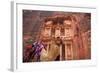 Camel in Front of the Treasury, Petra, Jordan, Middle East-Neil Farrin-Framed Photographic Print