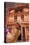 Camel in Front of the Treasury, Petra, Jordan, Middle East-Neil Farrin-Stretched Canvas