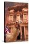 Camel in Front of the Treasury, Petra, Jordan, Middle East-Neil Farrin-Stretched Canvas