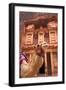 Camel in Front of the Treasury, Petra, Jordan, Middle East-Neil Farrin-Framed Photographic Print