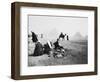 Camel Jockeys at the Giza Pyramids, Cairo, Egypt-Walter Bibikow-Framed Photographic Print