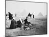 Camel Jockeys at the Giza Pyramids, Cairo, Egypt-Walter Bibikow-Mounted Photographic Print