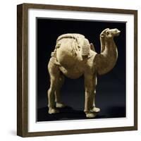 Camel Laden with Goods, Painted Terracotta Statue, China-null-Framed Giclee Print