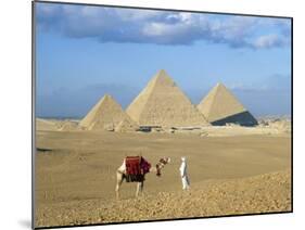Camel Rider at Giza Pyramids, Giza, Cairo, Egypt, Africa-Nigel Francis-Mounted Photographic Print