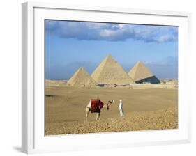 Camel Rider at Giza Pyramids, Giza, Cairo, Egypt, Africa-Nigel Francis-Framed Photographic Print