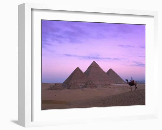 Camel Rider at Giza Pyramids, Giza, UNESCO World Heritage Site, Cairo, Egypt, North Africa, Africa-Nigel Francis-Framed Photographic Print