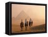 Camel Riders at Giza Pyramids, UNESCO World Heritage Site, Giza, Cairo, Egypt, North Africa, Africa-null-Framed Stretched Canvas