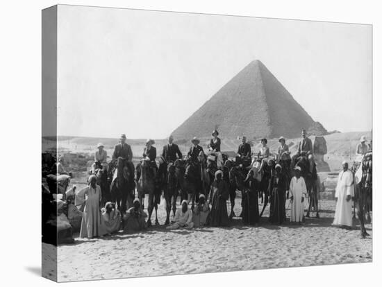 Camel Tour in Front of One of the Pyramids of Giza, Egypt, C1920s-C1930s-null-Stretched Canvas