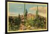 Camelback Mountain, Saguaros, Arizona-null-Framed Art Print