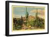 Camelback Mountain, Saguaros, Arizona-null-Framed Art Print