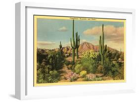 Camelback Mountain, Saguaros, Arizona-null-Framed Art Print