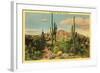 Camelback Mountain, Saguaros, Arizona-null-Framed Art Print