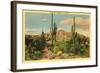 Camelback Mountain, Saguaros, Arizona-null-Framed Art Print