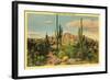 Camelback Mountain, Saguaros, Arizona-null-Framed Art Print