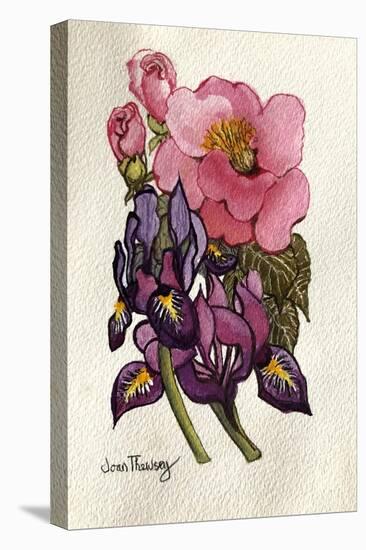 Camellia and Dutch Iris-Joan Thewsey-Stretched Canvas