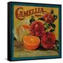 Camellia Orange Label - Redlands, CA-Lantern Press-Framed Stretched Canvas