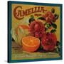 Camellia Orange Label - Redlands, CA-Lantern Press-Stretched Canvas