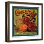 Camellia Orange Label - Redlands, CA-Lantern Press-Framed Art Print