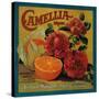 Camellia Orange Label - Redlands, CA-Lantern Press-Stretched Canvas