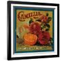 Camellia Orange Label - Redlands, CA-Lantern Press-Framed Art Print