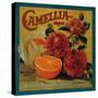 Camellia Orange Label - Redlands, CA-Lantern Press-Stretched Canvas