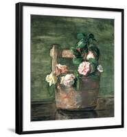 Camellias and Roses in Japanese Vase-John Lafarge-Framed Art Print