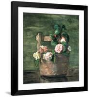 Camellias and Roses in Japanese Vase-John Lafarge-Framed Art Print