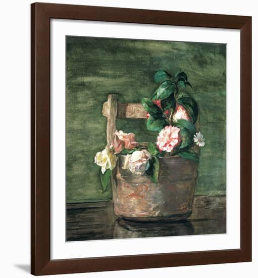 Camellias and Roses in Japanese Vase-John Lafarge-Framed Art Print