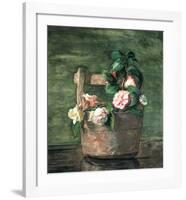 Camellias and Roses in Japanese Vase-John Lafarge-Framed Art Print