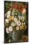 Camellias, Poppies, a White Hydrangea, Roses, Carnations, and Lilies in an Imari Urn-German School-Mounted Giclee Print