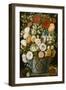 Camellias, Poppies, a White Hydrangea, Roses, Carnations, and Lilies in an Imari Urn-German School-Framed Giclee Print