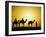 Camels and camel driver silhouetted at sunset, Thar Desert, Jodhpur, India-Adam Jones-Framed Photographic Print