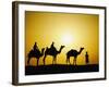 Camels and camel driver silhouetted at sunset, Thar Desert, Jodhpur, India-Adam Jones-Framed Photographic Print