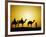 Camels and camel driver silhouetted at sunset, Thar Desert, Jodhpur, India-Adam Jones-Framed Photographic Print