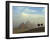 Camels and Driver at the Pyramids Complex, Egypt-Claudia Adams-Framed Premium Photographic Print