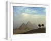 Camels and Driver at the Pyramids Complex, Egypt-Claudia Adams-Framed Premium Photographic Print