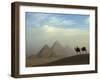 Camels and Driver at the Pyramids Complex, Egypt-Claudia Adams-Framed Photographic Print