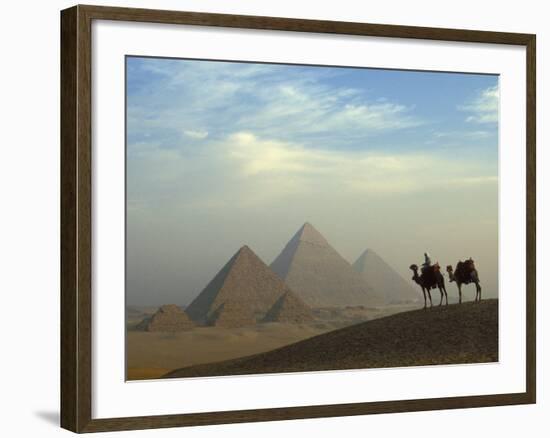 Camels and Driver at the Pyramids Complex, Egypt-Claudia Adams-Framed Photographic Print