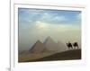 Camels and Driver at the Pyramids Complex, Egypt-Claudia Adams-Framed Photographic Print