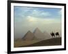 Camels and Driver at the Pyramids Complex, Egypt-Claudia Adams-Framed Photographic Print