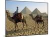 Camels and Rider at the Giza Pyramids, UNESCO World Heritage Site, Giza, Cairo, Egypt-Dominic Harcourt-webster-Mounted Photographic Print