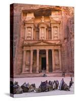 Camels at the Facade of Treasury (Al Khazneh), Petra, Jordan-Keren Su-Stretched Canvas