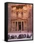 Camels at the Facade of Treasury (Al Khazneh), Petra, Jordan-Keren Su-Framed Stretched Canvas