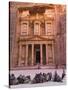 Camels at the Facade of Treasury (Al Khazneh), Petra, Jordan-Keren Su-Stretched Canvas