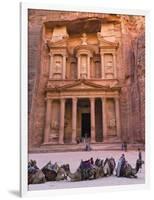 Camels at the Facade of Treasury (Al Khazneh), Petra, Jordan-Keren Su-Framed Photographic Print