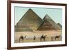 Camels by Pyramids, Egypt-null-Framed Premium Giclee Print